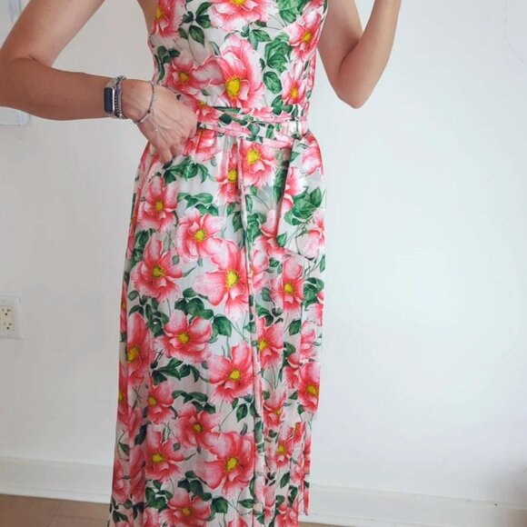 ALICE + OLIVIA Samantha draped floral-print satin midi dress - Picture 2 of 8